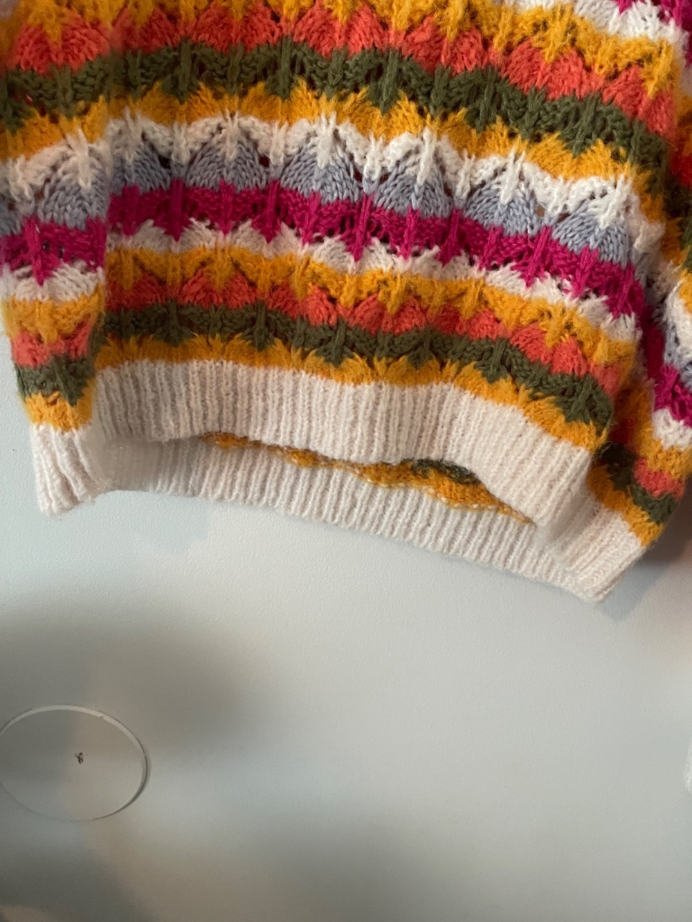 THML Women’s Colorful Cropped Crochet Sweater M Boho Hippie Autumn Cottagecore - Picture 4 of 11